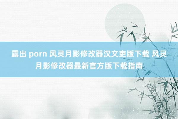 露出 porn 风灵月影修改器汉文吏版下载 风灵月影修改器最新官方版下载指南